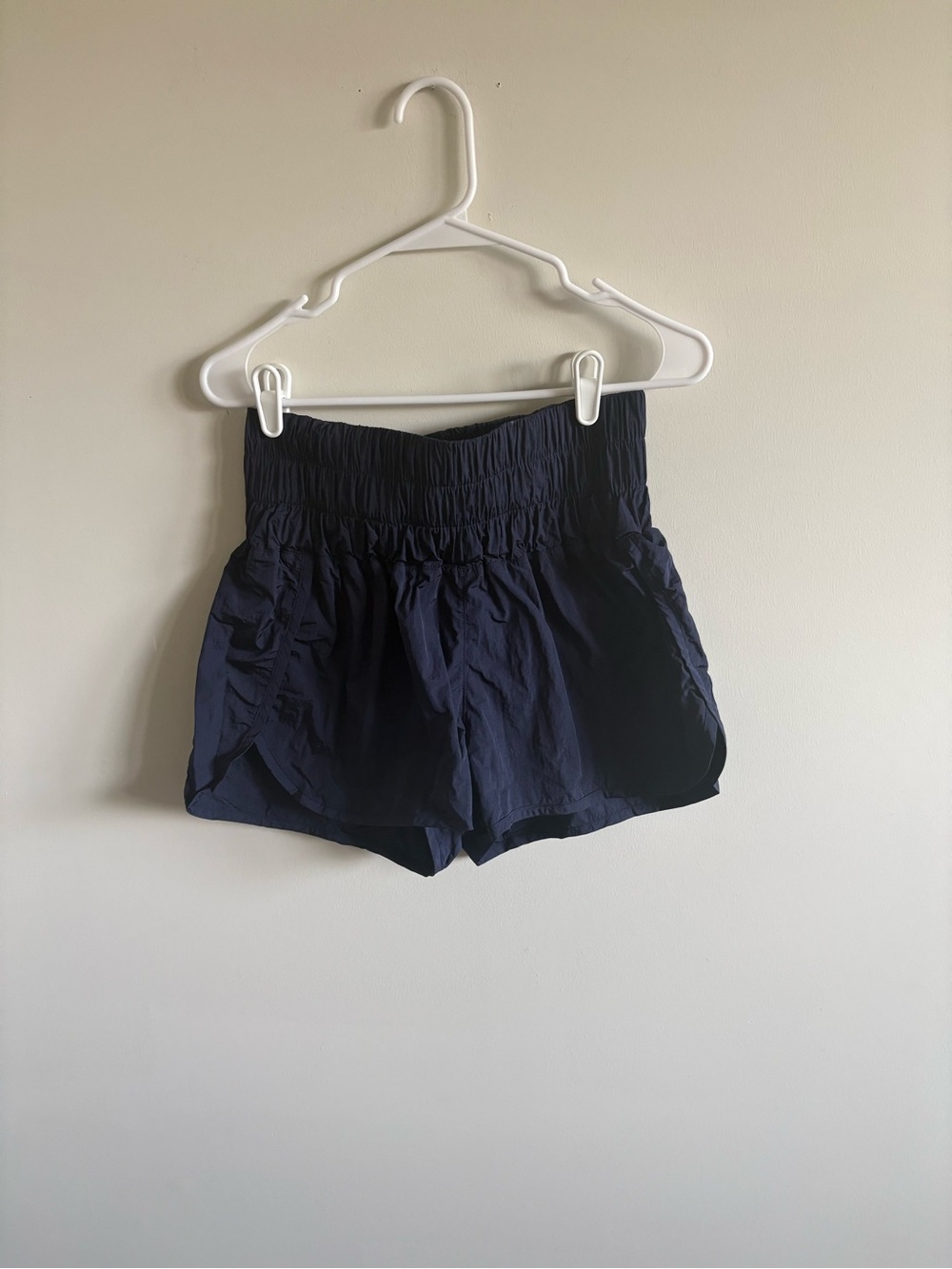 Smocked Waist Navy Athletic Shorts for Women